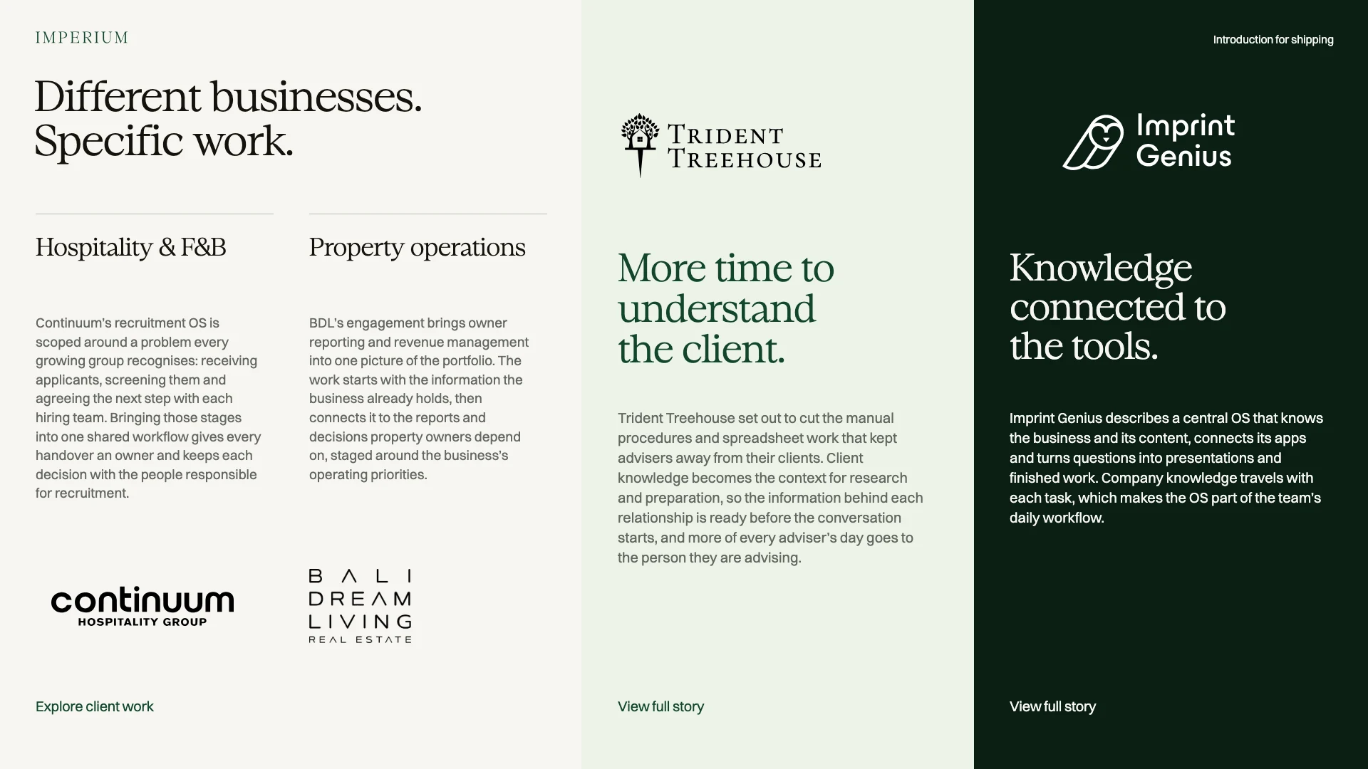 Slide 6: Different businesses. Specific work.